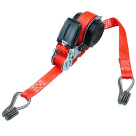 PETEX Automatic Ratchet Tie Down Strap Self-Reeling 1 Piece 5 m x 25 mm 350/700 daN Red Double Pointed Hook