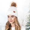 Womens Winter Beanie Hat Fleece Lined with Pom Pom,Warmer Faux