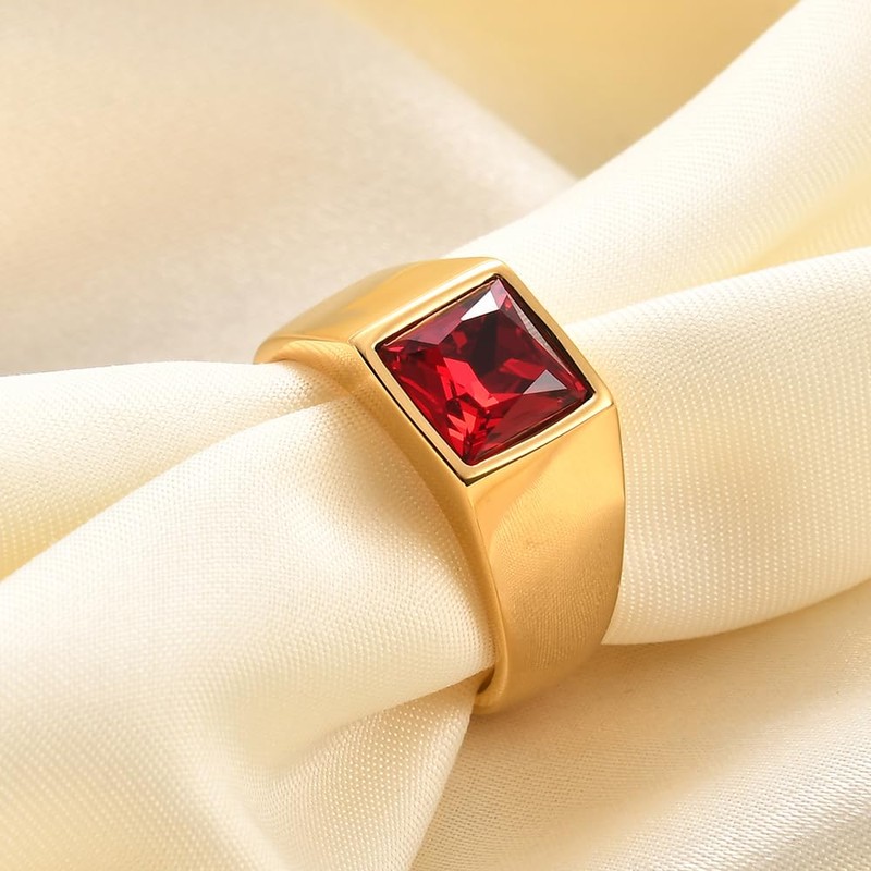 MYNENEY Black/Bule/Red/Yellow Stone Men Rings Classic Statement Signet Ring Gemstone