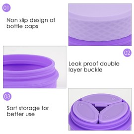 Adorila - Paquete de 2 recipientes de maquillaje de silicona, a prueba de fugas, para cremas con tapa, accesorios esenciales de viaje para artículos de cambiador (rosa, púrpura)