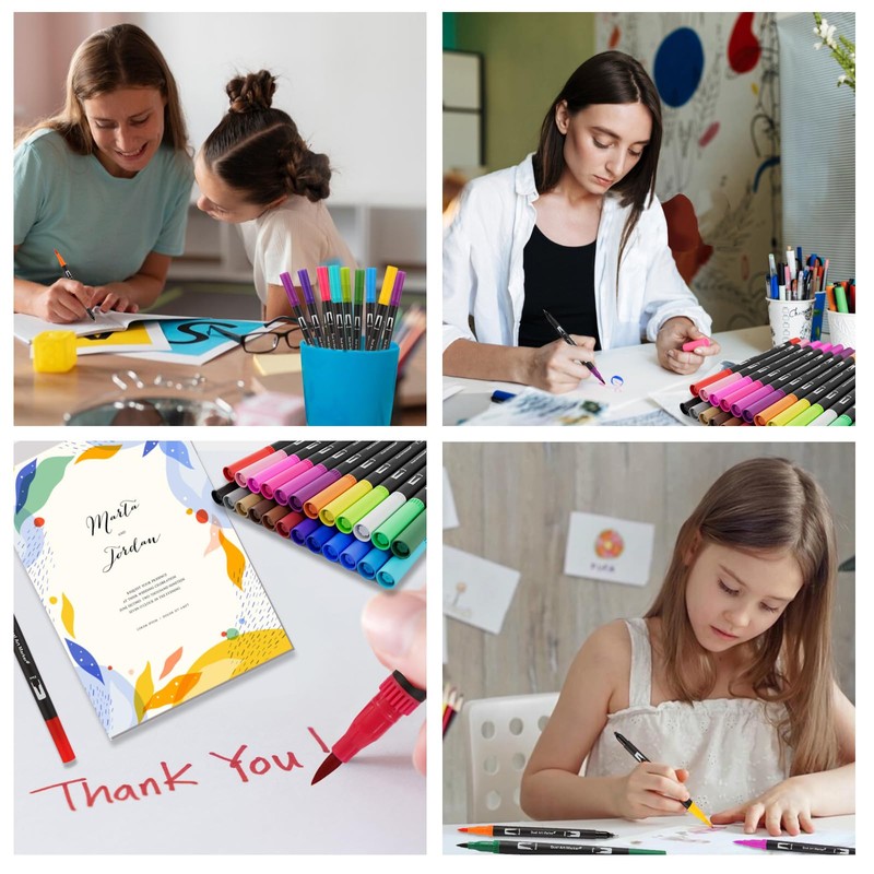 Jnyan Felt Tip Pens Dual Brush Marker, 36 Colours Fine
