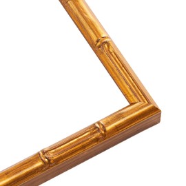 48x10 Frame Gold Bamboo Picture Frame | 0.75 Inch Moulding Width | 0.625 Inches Rabbet Depth | Solid Wood Frame Complete with UV Acrylic Plexiglass, Foam Board Backing & Hanging Hardware