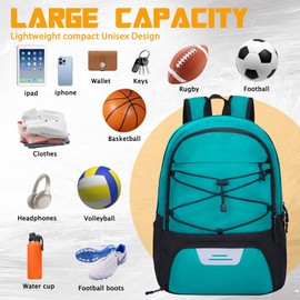 Goloni Soccer Backpack,Soccer Bag with Ball Holder & Shoe Compartment,Large Sports Bag for Basketball, Volleyball,Football