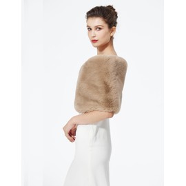 BEAUTELICATE Women Faux Fur Shawl Shrug Bridal Stole Wrap for Winter Wedding Party