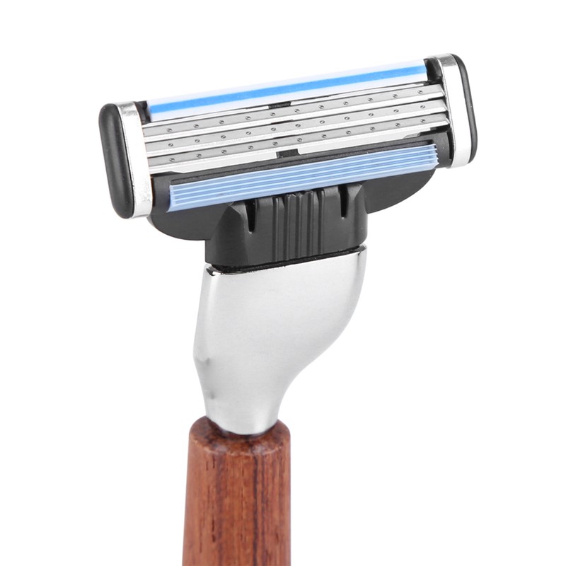 4Pcs Shaving Kit Manual Razor Stainess Steel Stand Holder Brush