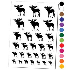 Moose Solid Temporary Tattoo Water Resistant Fake Body Art Set Collection - Black (One Sheet)