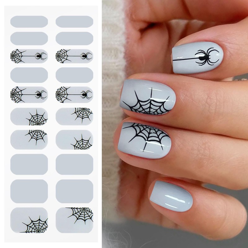 Gel Nail Stickers Halloween Semi Cured Gel Nail Strips Wraps