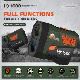 AOFAR HX1600 Hunting Rangefinder with Dual-Color OLED Display, Ultra-Clear Optics with 95%+ Transmittance of Glass, 1600 Yards with Angle and Horizontal Distance, Range, Scan, Speed Mode, Waterproof