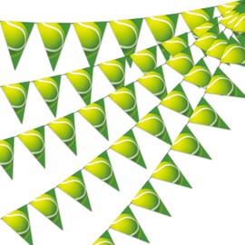 5pcs Tennis Party Pennant Banners Tennis Birthday Party Decoration Tennis Ball Themed Triangle Flag Garlands for Tennis Player Lover Party Sport Baby Shower Supplies