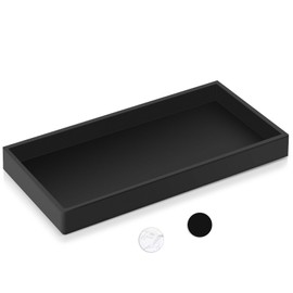 Biubumtu Bathroom Vanity Tray, 7.9' Silicone Kitchen Sink Soap Tray, Toilet Tank Desk Organizer, Coffee Table Tray, Suit for Candle Holder, Vanity Decor (Black) | Biubumtu