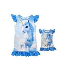 Bow Dream Girl Dress and Matching American Girl Doll Clothes for Girls Blue Cute Size 130