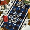 Artoid Mode Buffalo Plaid Snowflakes Blue Christmas Table Runner, Seasonal