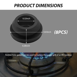 MTRPS 4PCS RV Stove Top Grommets, Rubber Camper Stove Cover Protects Your Stovetop from Scratches, Round Furnace Grommets Grate Feet Part Replacement for RV Camper Trailer Kitchen Use (8 PCS)
