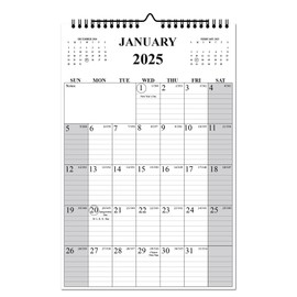 2025 Wall Calendar, Wall Calendar, 2025 Calendar, Wall Calendars, from January to December, Size 11" x 17” ", Spiral Binding, Holidays, Julian Dates, Large Blocks, Twin-Wire Binding, Hanging Hook