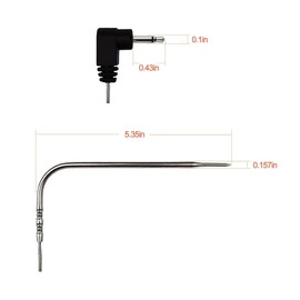 Riida TM08 Replacement Waterproof Meat Probe 1Pack,2.5 mm Plug Meat BBQ Digital Thermostat Probes(Black)