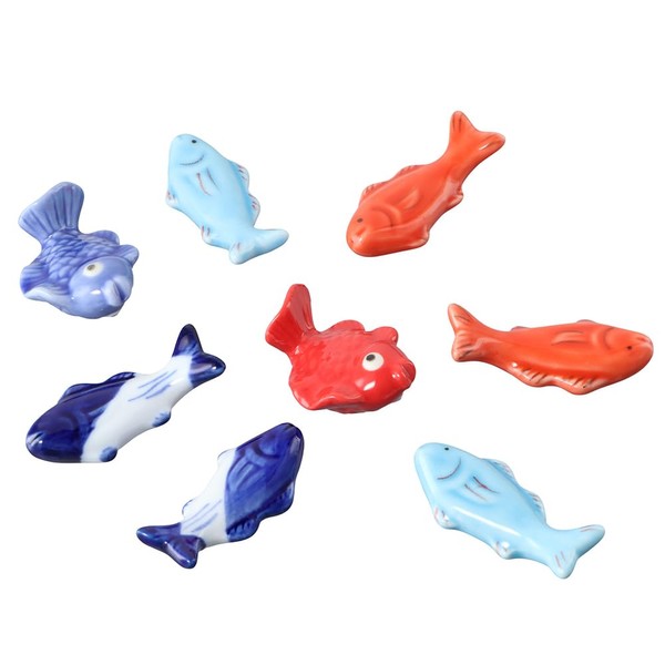Vctitil 8Pcs/set Chopsticks Holder Ceramic Chopstick Rest Fish Shape Chopsticks
