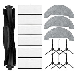 Replacement Spare Parts for Vactidy T7 / T8 Robot Vacuum 1 Main Brush 6 Side Brush 6 HEPA Filter 3 Mop Pad Accessories (16 Pack)