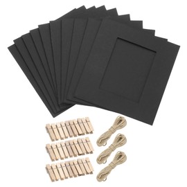 MECCANIXITY 30PCS Paper Photo Frames, 4 x 4 Inch Cardboard Picture Frames with Clips & Strings, DIY Photo Hanging Display for Home Office Decor, Black