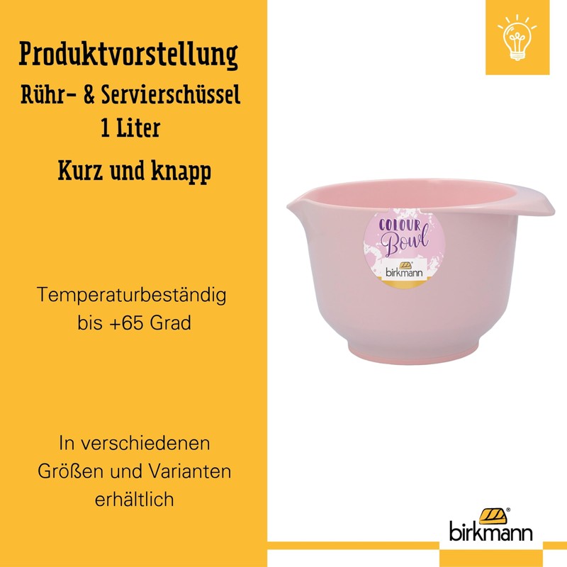 Birkmann Colour Bowls, Mixing and Serving Bowl, Small, 0.5 Litres,