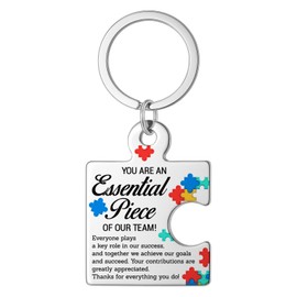 DRMNPKT Appreciation Gifts for Coworkers Employees Colleagues, Thank You Puzzle Keychain Christmas Team Appreciation Building Recognition Gift for Staff, You Are an Essential Piece Metal Keychains