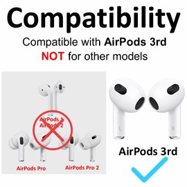 A-Focus Anti-Slip Set for AirPods 3rd Replacement Silicone Adjustable Ear Hook Ergonomic Design Wings Wingtip Ear Tips Strap Sport Earbuds Accessories Eartip Compatible with AirPods 3 White Strap