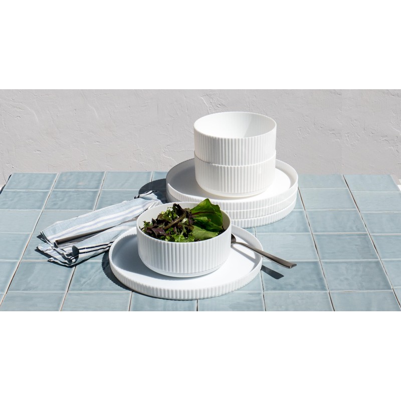 Abode Homewares Mesa Polypro Set of 4 Dinner Plates, White,