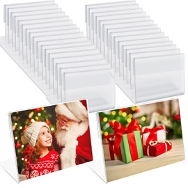 Geelin 200 Pcs Acrylic Picture Frames Bulk 4 x 6 Inch Plastic Sign Holder Clear Photo Frame Horizontal L Shape Acrylic Slanted Back Plastic Picture Display Stand Flyer Holder for Office Home Desktop