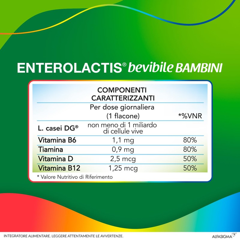Enterolactis Bambini Bevibile 12 flaconcini gusto lampone: equilibrio intestinale e