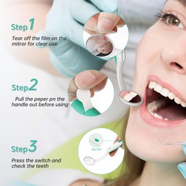 2 Pcs Dental Mirror with Light,Anti-Fog Mouth Mirror,LED Lighted Teeth Inspection Mirror,Dentist Oral Care Tool