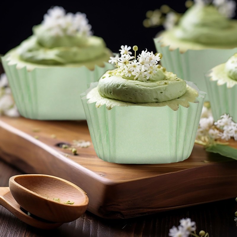 Whaline 500Pcs Sage Green Mini Square Cupcake Liners Disposable Paper