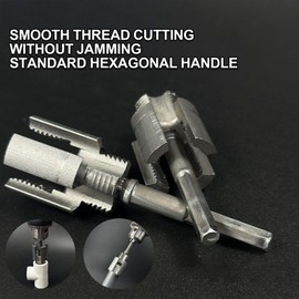 Pipe Threader, PVC Threader for Drill, Cutting Fitting Drill Attachment Extractor Anti-Slip Expansion for Repair Hose Garden Freezer Plumbing Pipefitter