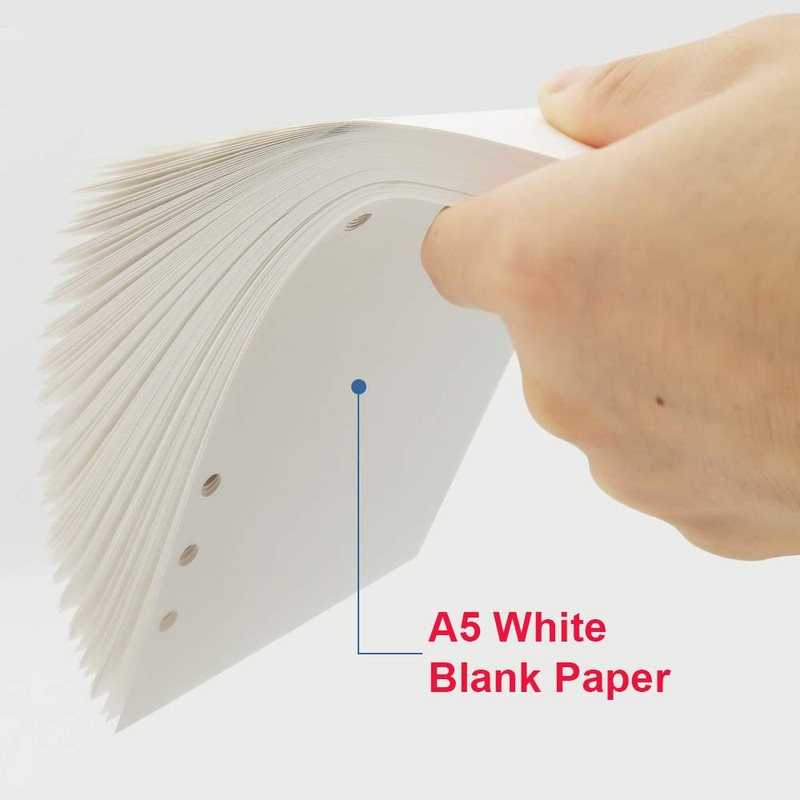A5 Blank Paper, Refills for Filofax Planner/Binders/Organizer, 6 Hole Punched,