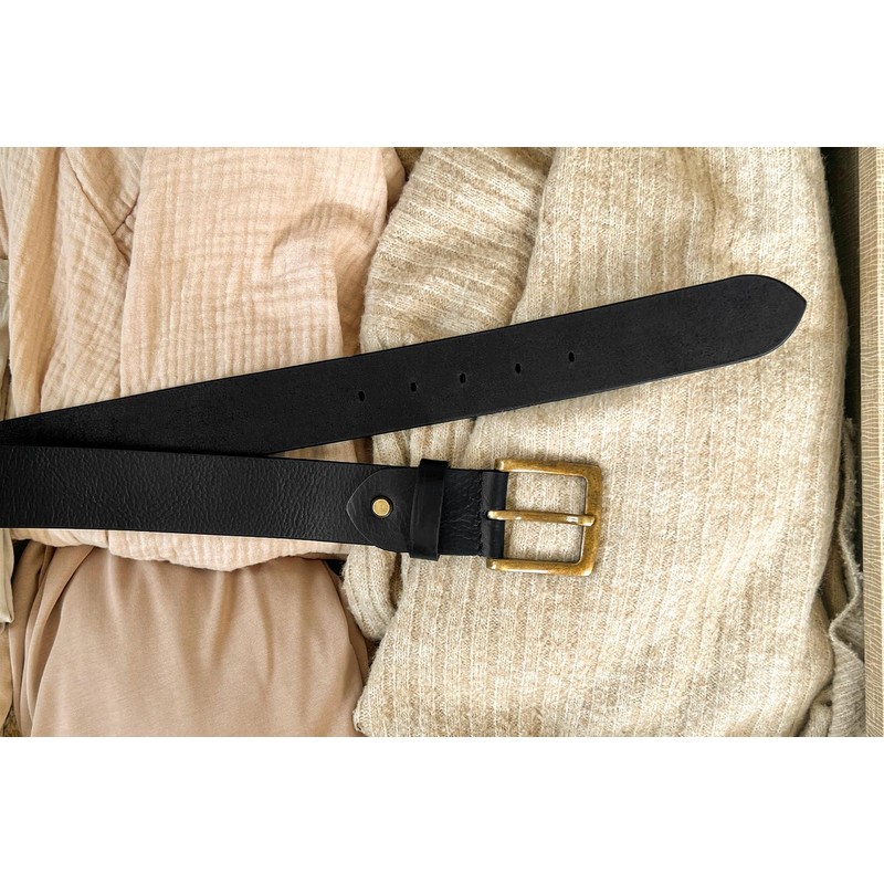 Gusti Leather Belt - Jori Simple Leather Belt with Golden