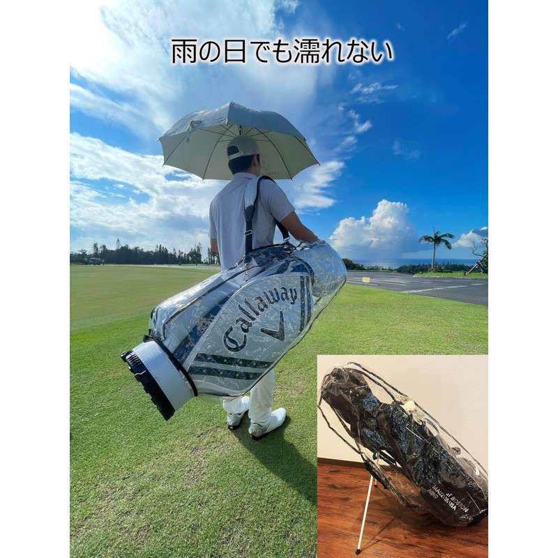 (GINO) Transparent Skeleton Golf Caddy Bag Case Travel Cover with