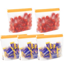 DOOCECIY 5 PCS Reusable Freezer Sandwich Food Bags, Stand Up Design, BPA Free, Zip Seal