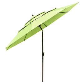 Yescom 11ft 3 Tier UV70+ Push Tilt Patio Umbrella Crank Handle Outdoor Hotel House Beach Yard Garden Deck Table