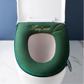2 Pieces Thicker Bathroom Soft Toilet Seat Cover Pad with Handle Toilet Lid Cover Cushion Soft Thicker Washable Fits All Oval Toilet Seats Green