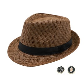MivBuks Straw Hat Women's Panama Hat Men's Fedora Summer Hat Sun Hat Safari Hat Sun Protection Beach Hat, brown, M