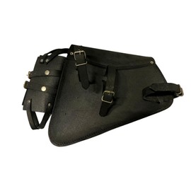 Motorcycle Solo bag, Water-Resistant Leather, Quick Release Buckles, Bottle Holder, Black