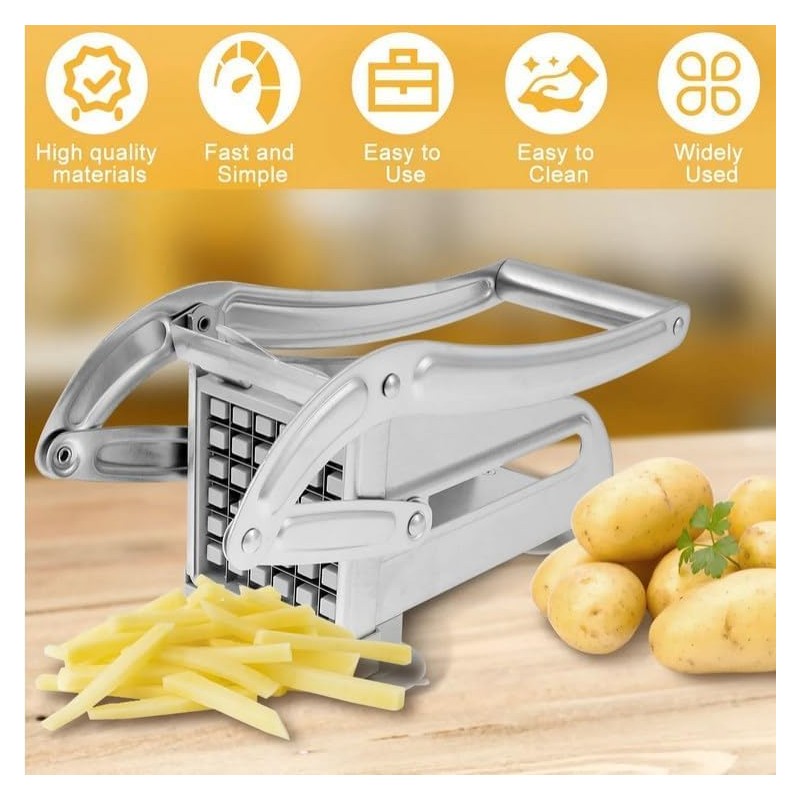 French Fry Cutter, Potato Chipper with 2 Blades Stainless Steel