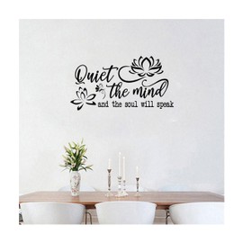 MYMKO Quiet The Mind and The Soul Will Speak Size 11x21'', Lotus UV DTF Wall Car Mirror Decal, Peel and Stick Wall Art Decal for Living Room Bedroom Kitchen TV Wall, Wall Stickers Decor