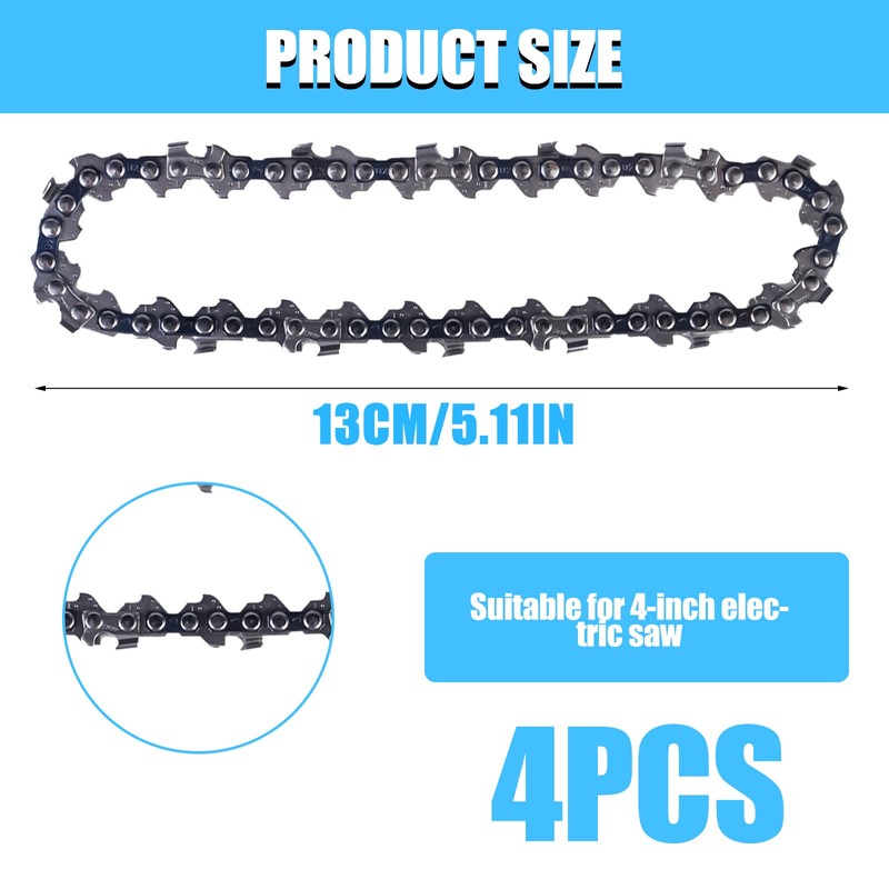 Chainsaw Chain, Pack of 4: Saw Chains, 4 Inch Mini