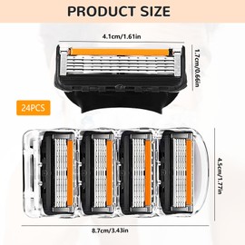 Pack of 24 replacement blades for men's wet razors, fusion 5 razor blades, fusion 5 blades razor blades replacement blades, razor blades for cleaning beard and body hair