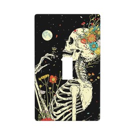 Generic Abstract Light Switch Plate Decorative, Flower Skull Skeleton Single Toggle Switch Plate Cover Receptacle Wall Plate Decoration 2.76''x4.5'', 741258