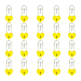 VeYocilk 20 PCS 3.5" 50mm Love Lock Single Heart Padlock,Yellow Heart Wish Lock with Key for Lovers Wedding,Valentines,Anniversary,Travel(with Key)