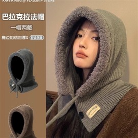 Women's Winter Balaclava Hat - Neck Warmer, Hooded Scarf & Beanie (Free Size) lf2026 Black 20ea