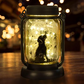 Dog jar Solar Light, Fairy Lantern Garden Lights, jar Bottle Light, Solar Lanterns Outdoor Garden Decor, mom Gift, Grandma Gift, Gifts for Mother