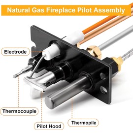 Criditpid 4021-736 Natural Gas Pilot Assembly for Heat N Glo, Heatilator, Quadrafire Gas Fireplaces, 485-510A NG Pilot Assembly for Heat-N-Glo Fireplace with Thermopile, Thermocouple.