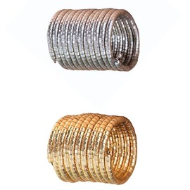 Siddhatva 2pc Combo Sprial Indian Hnadmade Ethnic Silver Gold Oxidized Kada Bracelet Bangles Jewelry