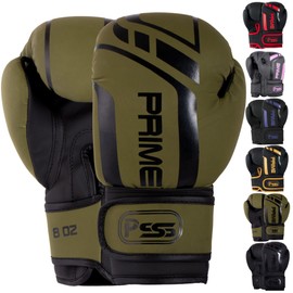 PSS Black Series Leather Boxing Gloves Children 3-14 Years 4oz 6oz 8oz Junior Boys Girls Boxing Muay Thai English French Kickboxing Ref 1025, Commando Green Size 8 oz